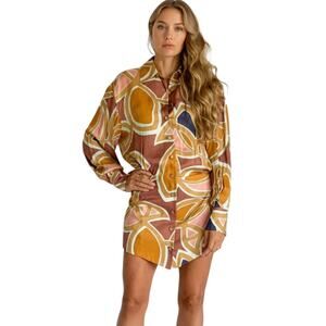 Alexis Alessandro Abstract Allesandro Mini Shirt Dress Maroon Women's Size XS